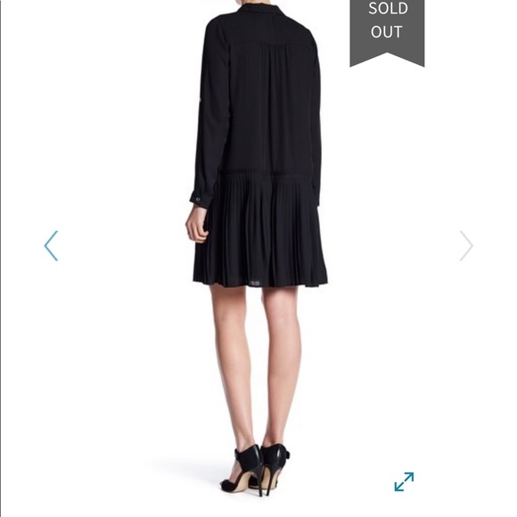 DR2 Daniel Rainn Pleated Shirt Dress Black Medium - Picture 2 of 6